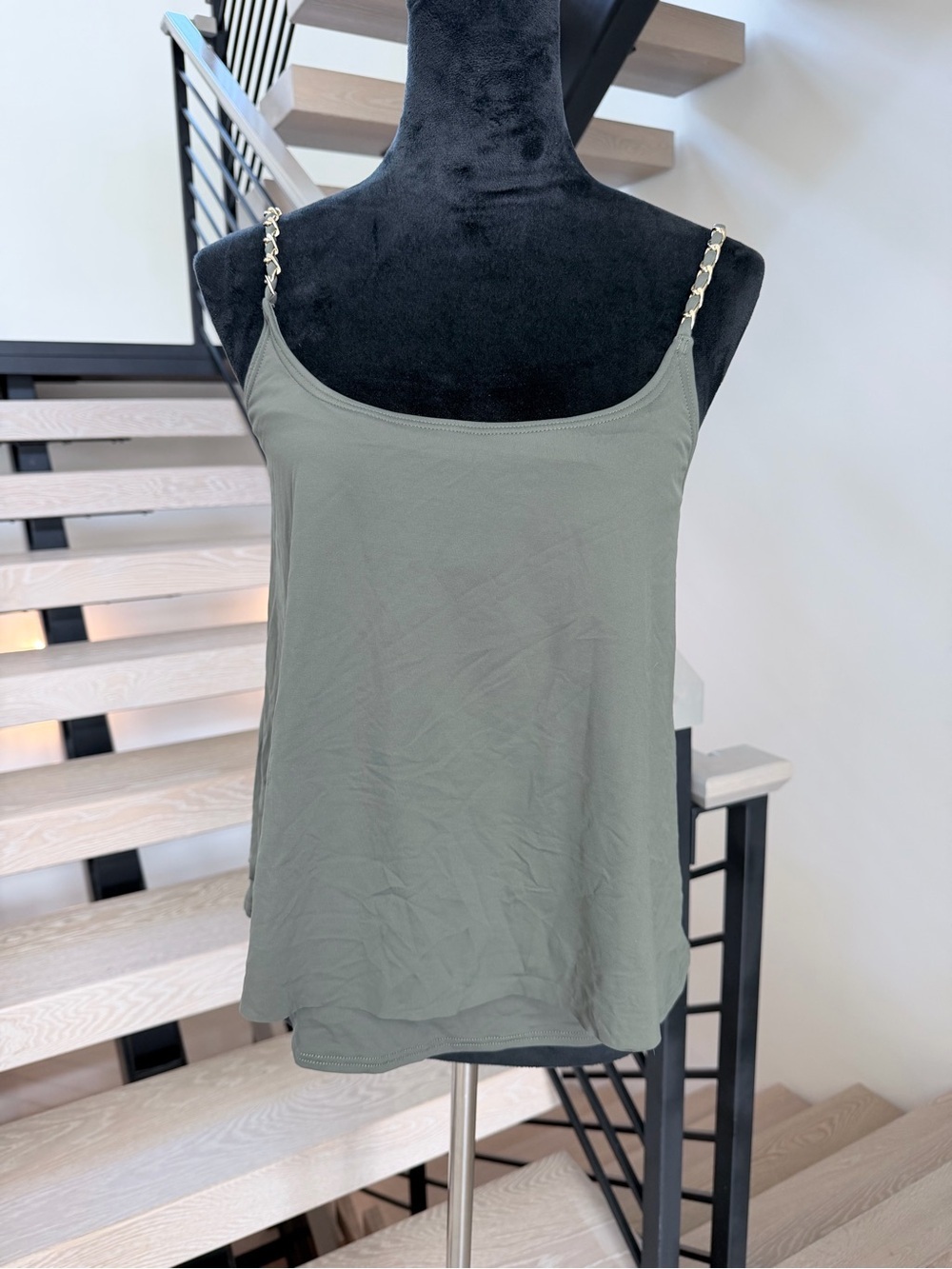 New Michael Kors Chain-Strap Sleeveless Tankini Top - Olive Green size S